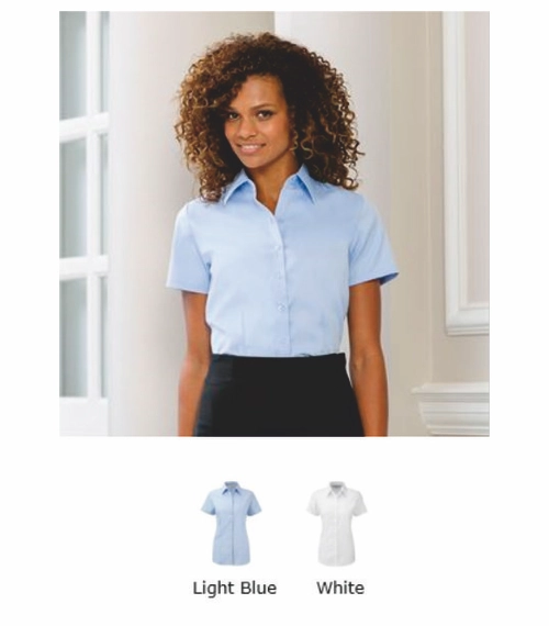 Russell Collection 963F Ladies Short Sleeve Herringbone Shirt